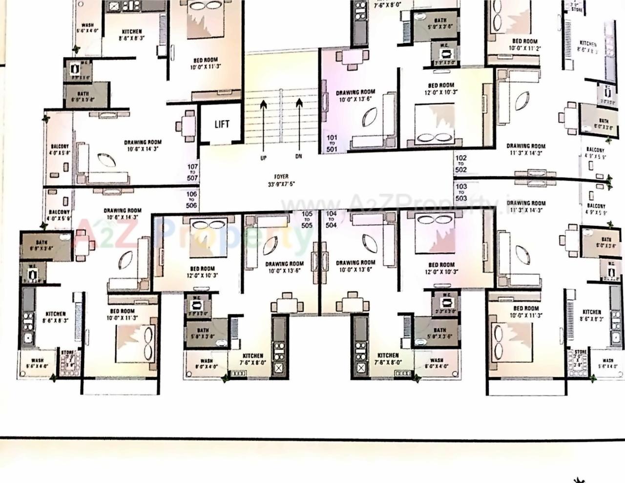 572 sq ft 1 BHK Floor Plan Image - 5P Group Gokul Corner Available