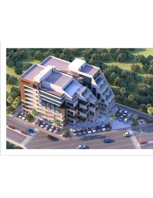 Elevation of real estate project Swarnim Business Hub located at Tragad, Ahmedabad, Gujarat
