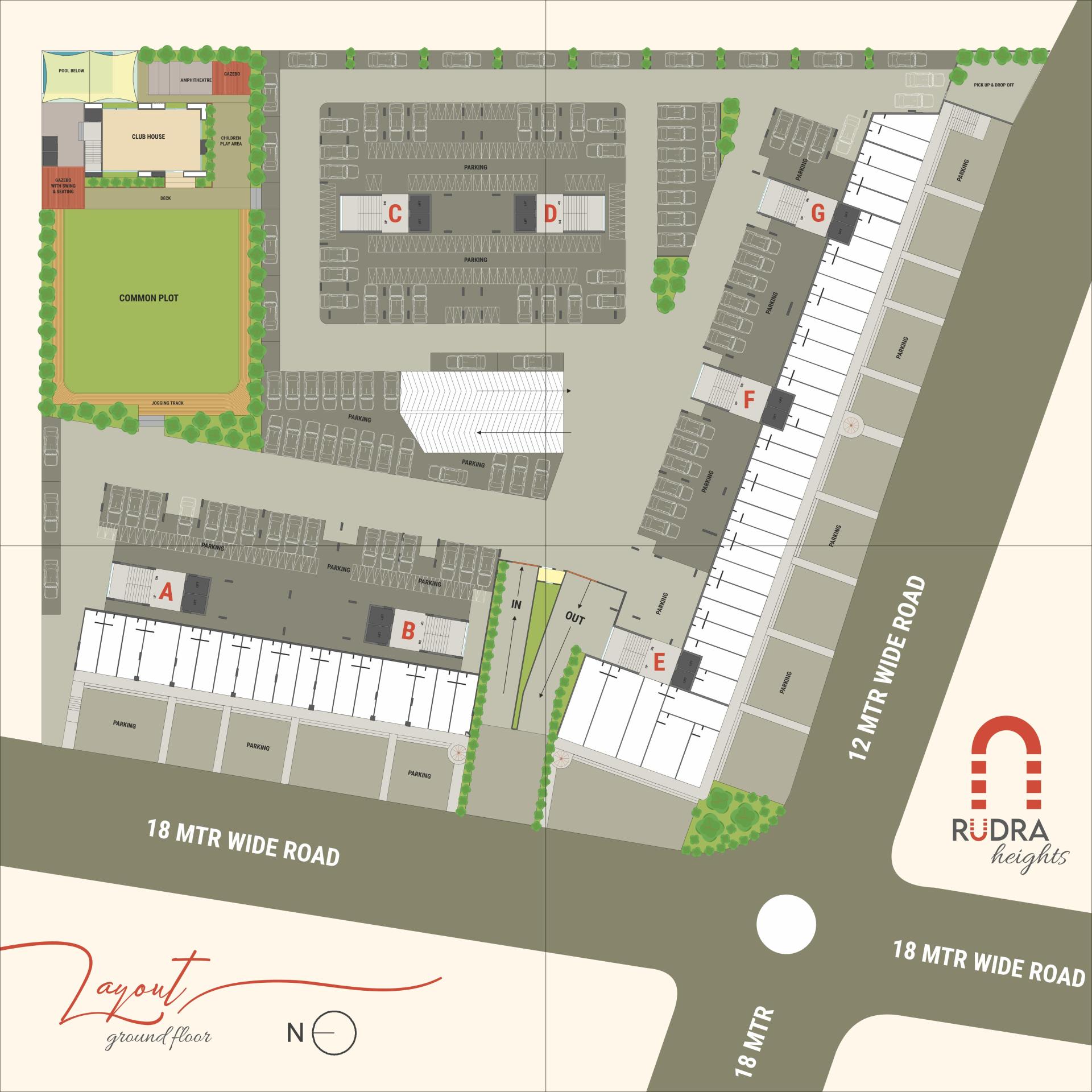 Project Layout of real estate project Rudra Heights located at Sama, Vadodara, Gujarat